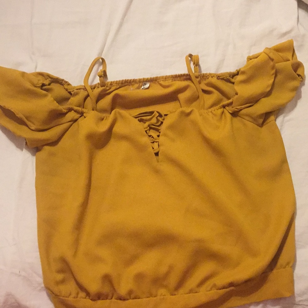 Mustard Lace-up Top